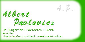 albert pavlovics business card